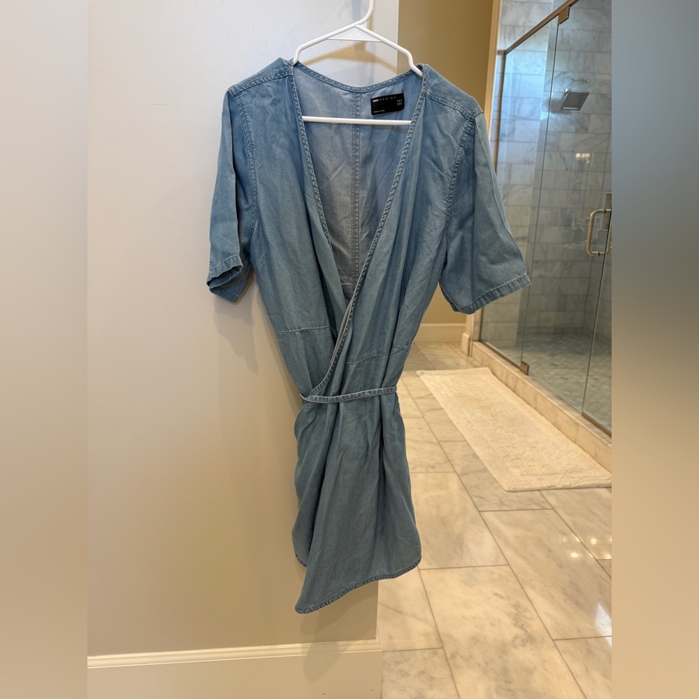 ASOS Blue Denim Chambray Wrap Dress US 4
